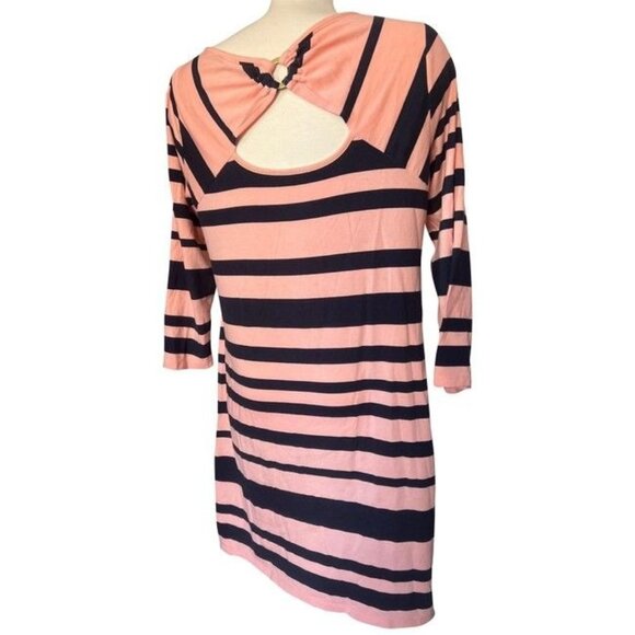 Crown & Ivy Orange & Black Striped Sundress Sz Medium with Gold Bracket - Picture 1 of 7